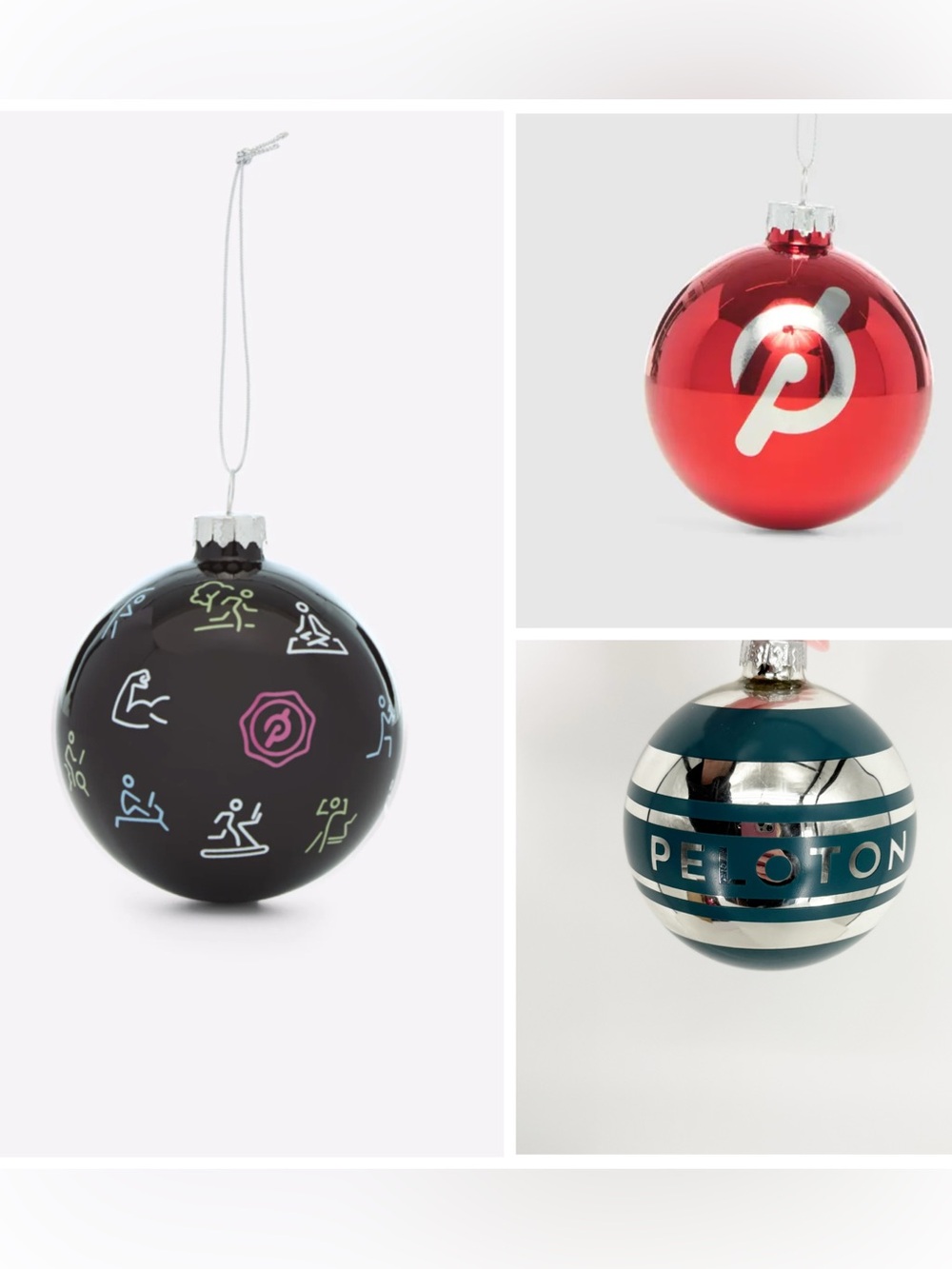 Peloton 2024 3 Pack Glass Christmas Tree Ornaments Holiday Decor